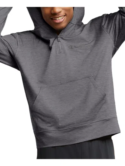 Shop Champion Mens Quarter Zip Fitness Hoodie In Grey