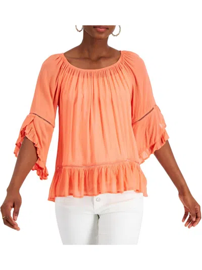 Shop Fever Womens Butterfly Sleeve Eyelet Blouse In Pink