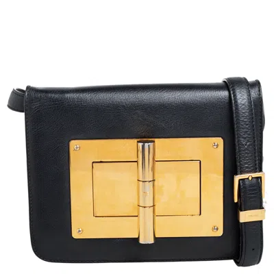 Shop Tom Ford Leather Small Natalia Crossbody Bag In Black