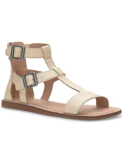 Shop Lucky Brand Brelin Womens Leather Zipp Up Gladiator Sandals In Beige