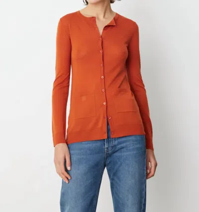 Shop Totême Fine Knit Merino Cardigan In Bloody Mary In Orange