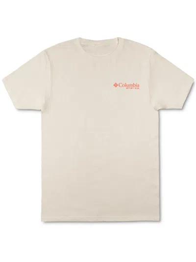 Shop Columbia Mens Logo Cotton Graphic T-shirt In Beige