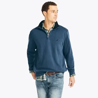Shop Nautica Mens Quarter-zip Sweatshirt In Blue