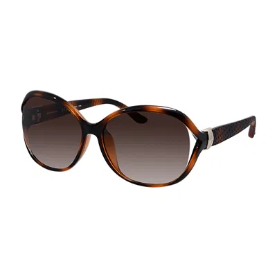 Shop Ferragamo Sf 770sa 6115214 61mm Womens Round Sunglasses In Grey