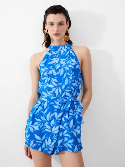 Shop French Connection Avalina Eco Delphine Halterneck Playsuit Blue Sea Star