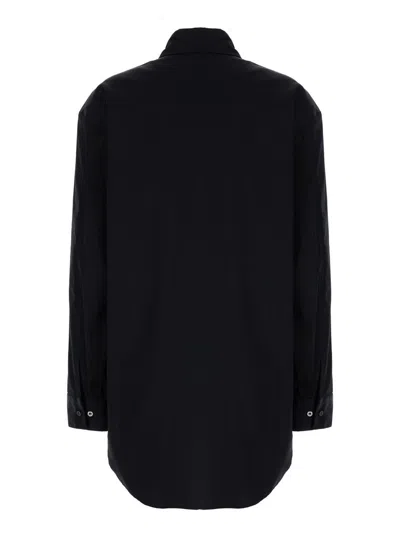 Shop Plain Oversized Black Shirt In Cotton Woman