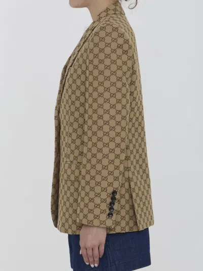 Shop Gucci Gg Canvas Jacket In Beige