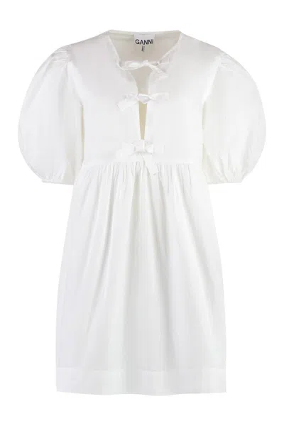 Shop Ganni Poplin Mini Dress In White