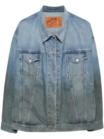 Shop Magliano Double Breasted Denim Jacket Clothing In Blue