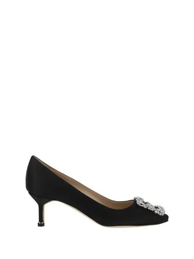 Manolo Blahnik Hangisi 90 Black Satin Pumps In Blck