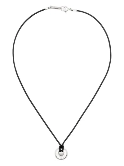 Shop Isabel Marant Logo-charm Necklace In Black/silver