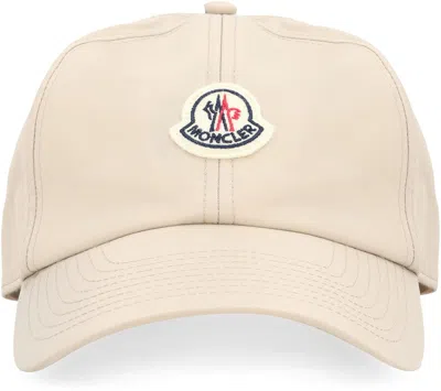 Shop Moncler Logo Baseball Cap In Beige