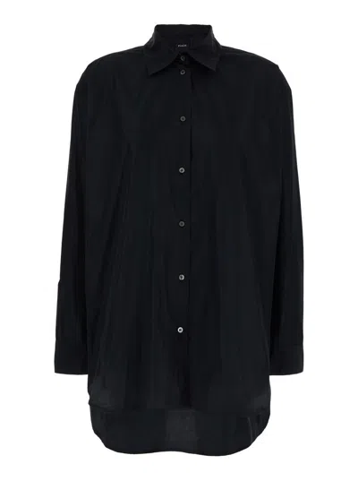 Shop Plain Oversized Black Shirt In Cotton Woman