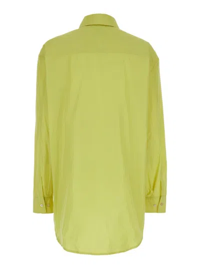 Shop Plain Oversized Lime Shirt In Cotton Woman In Green