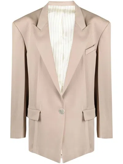 Attico Glen Blazer In Nude & Neutrals