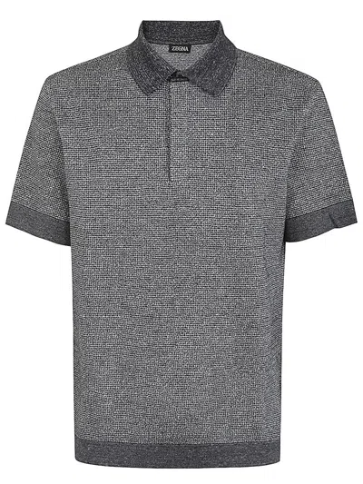 Shop Zegna Cotton Linen And Silk Polo Shirt Clothing In Blue