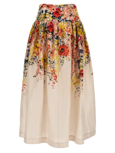 Shop Zimmermann 'alight Basque Midi' Skirt In Multicolor