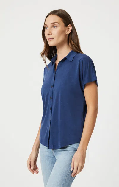 Mavi Short Sleeve Button-up Shirt In Medieval Blue In Dark Blue