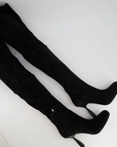 Shop Hermes Hermès Suede Hurricane Thigh-high Boots In Black