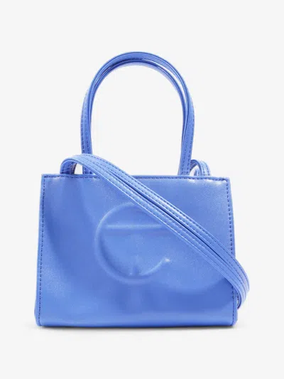 Shop Telfar Shopping Tote Polyurethane Crossbody Bag In Blue