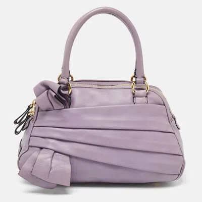 Shop Valentino Leather Bow Satchel In Purple