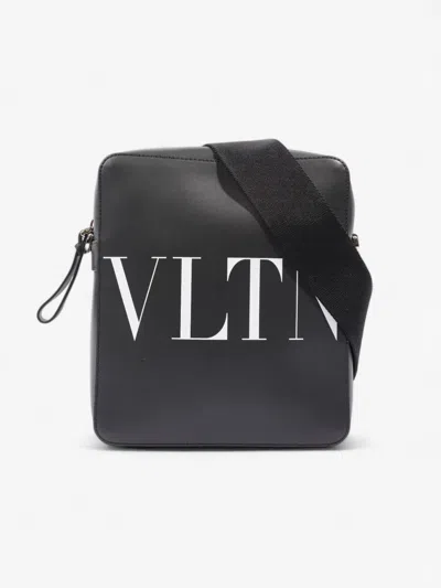 Shop Valentino Vltn Crossbody Bag Calfskin Leather In Black