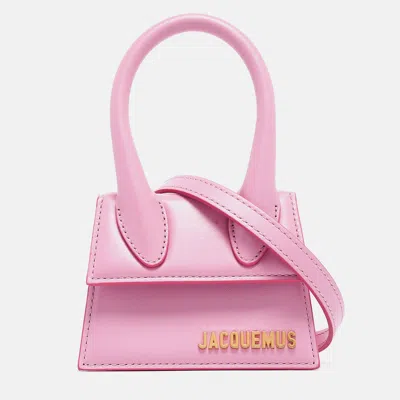 Shop Jacquemus Leather Mini Le Chiquito Top Handle Bag In Pink