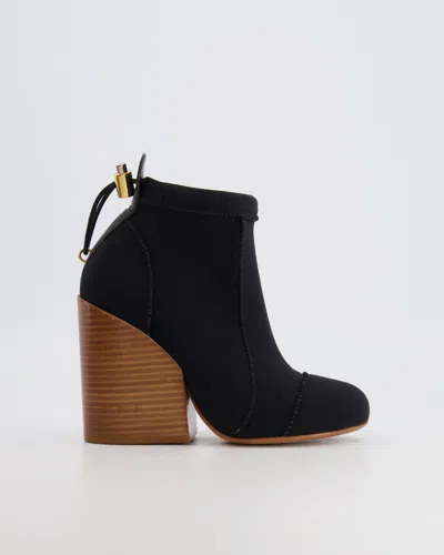 Shop Chloé Neoprene Heeled Boots With Gold Hardware In Black