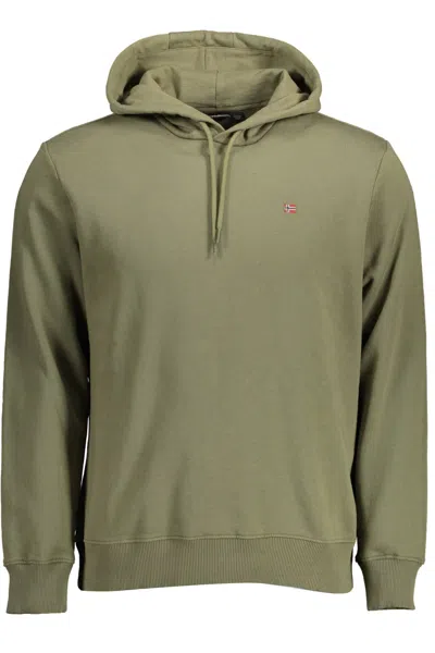 Napapijri Emerald Green Hooded Sweatshirt With Embroidery In Green