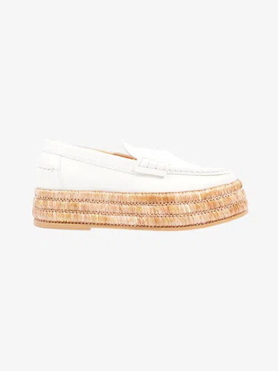 Shop Tod's Platform Espadrille Loafers Calfskin Leather In White
