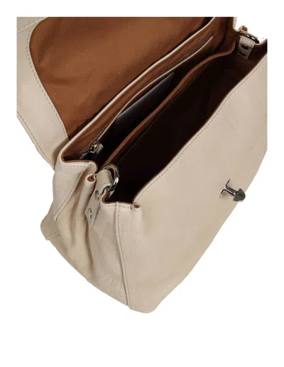 Shop Zanellato Soft Leather Bag That Can Be Carried By Hand Or Over The Shoulder In Talc