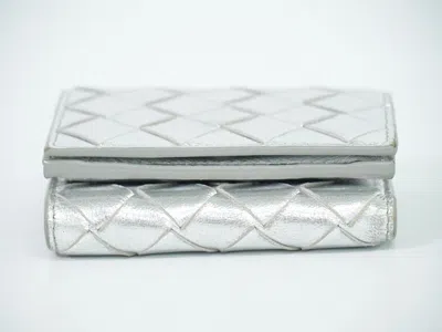 Shop Bottega Veneta Intrecciato Silver Leather Wallet  ()