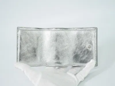 Shop Bottega Veneta Intrecciato Silver Leather Wallet  ()