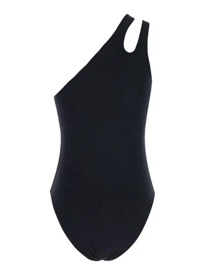 Shop Federica Tosi Black Cut Out Swimsuit In Techno Fabric Stretch Woman