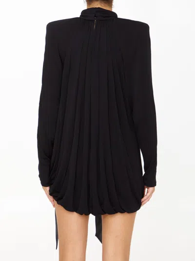 Shop Saint Laurent Draped Jersey Dress In Black