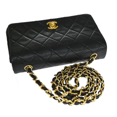 Pre-owned Chanel Full Flap Black Leather Shoulder Bag ()