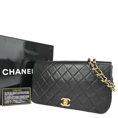 Pre-owned Chanel Wallet On Chain Black Leather Shoulder Bag ()