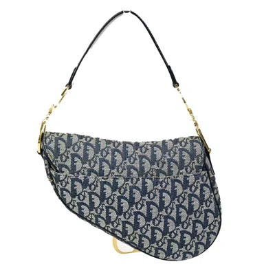 Shop Dior Saddle Navy Canvas Shoulder Bag ()