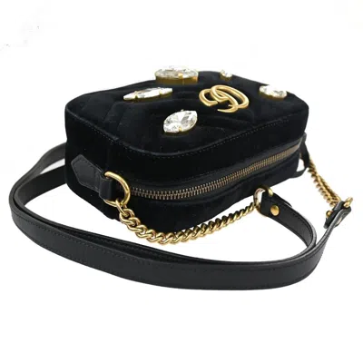 Shop Gucci Marmont Black Suede Shoulder Bag ()