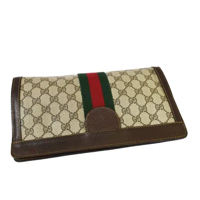 Shop Gucci Sherry Beige Canvas Clutch Bag ()