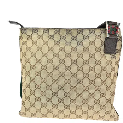 Shop Gucci Sherry Brown Canvas Shoulder Bag ()