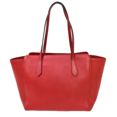 Shop Gucci Swing Red Leather Shoulder Bag ()