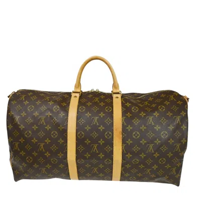 Pre-owned Louis Vuitton Keepall Bandoulière 55 Brown Canvas Travel Bag ()