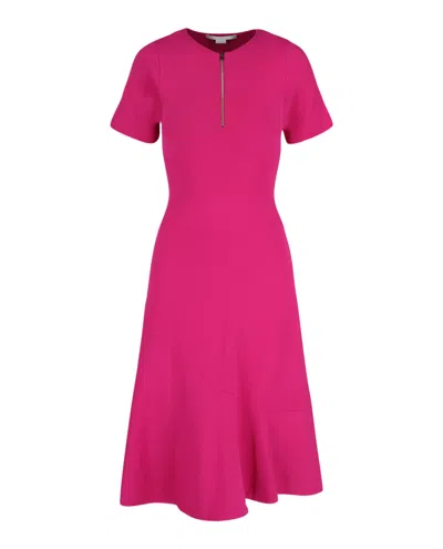 Shop Stella Mccartney Compact Knit Short Sleeve Dress In Pink