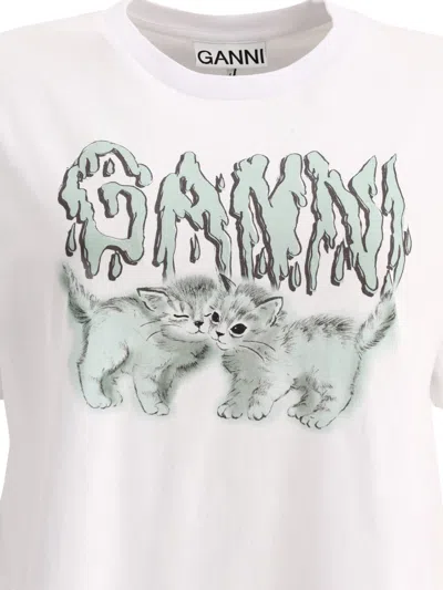 Shop Ganni "love Cats" T Shirt
