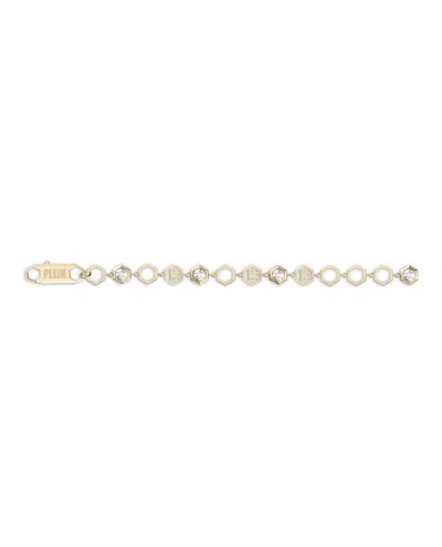 Shop Philipp Plein Hexagon Lux Crystal Hexagon Chain Bracelet In Gold