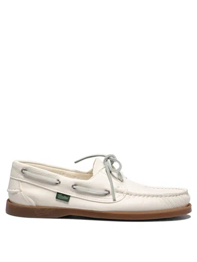 Paraboot Barth White Leather Loafers With Durable Rubber Sole