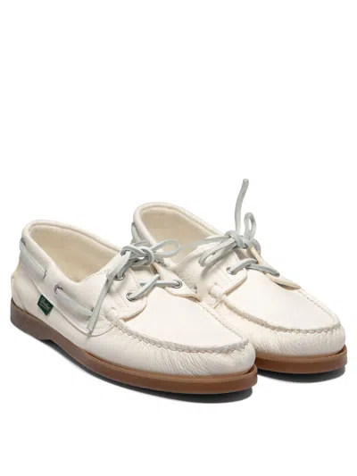 Paraboot Barth White Leather Loafers With Durable Rubber Sole