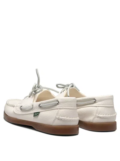Paraboot Barth White Leather Loafers With Durable Rubber Sole