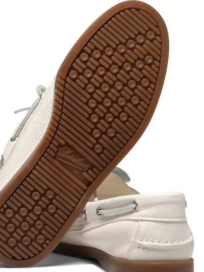 Paraboot Barth White Leather Loafers With Durable Rubber Sole